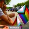 G128 50 Pack Handheld LGBT Progress Rainbow Pride Stick Flags | 8x12 In | Printed 150D Polyester, Social Flag, Solid Wooden Stick, Spear Gold Tip